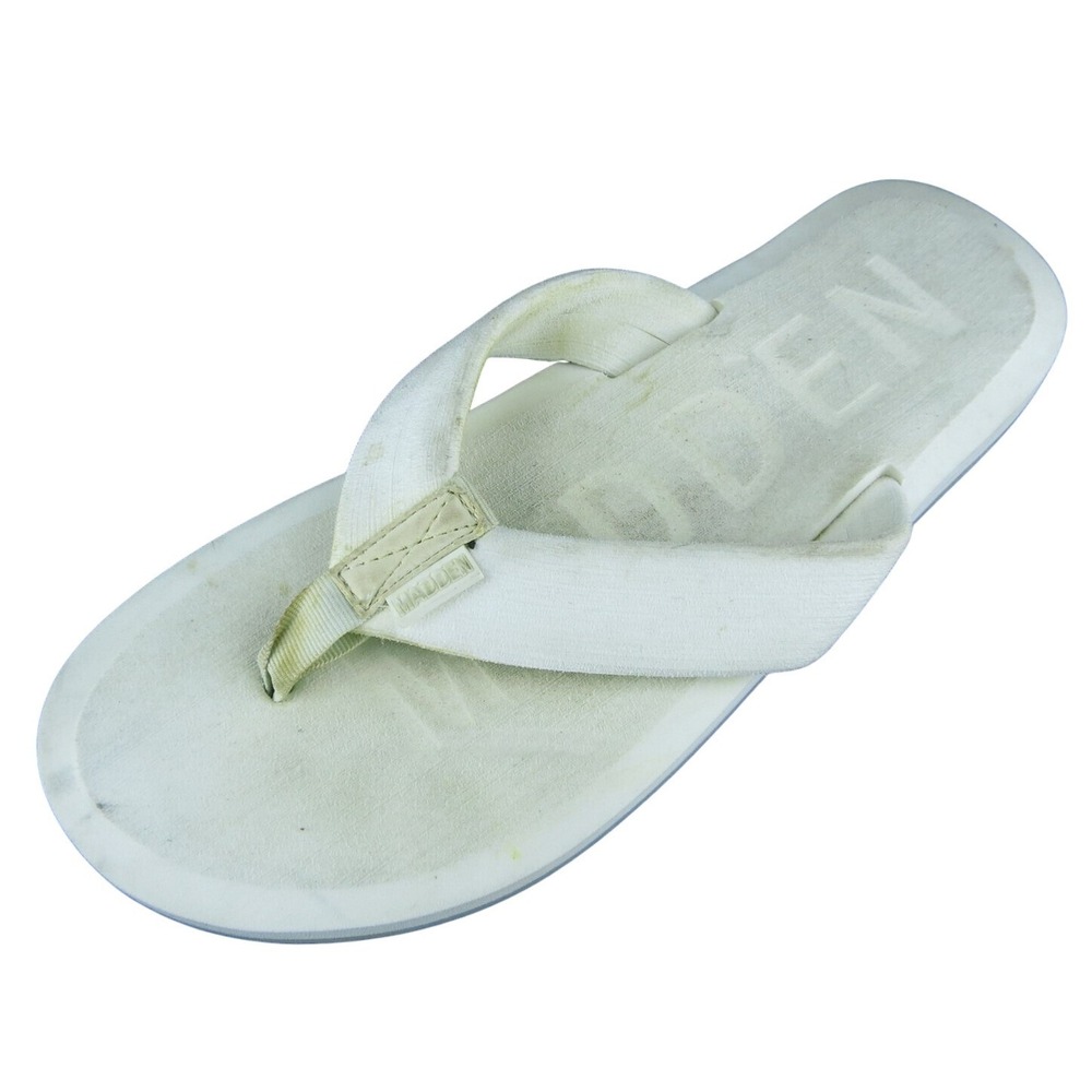 Madden Beachy Men Flip Flop Sandals Off White Synthetic Slip On Size 9 Medium